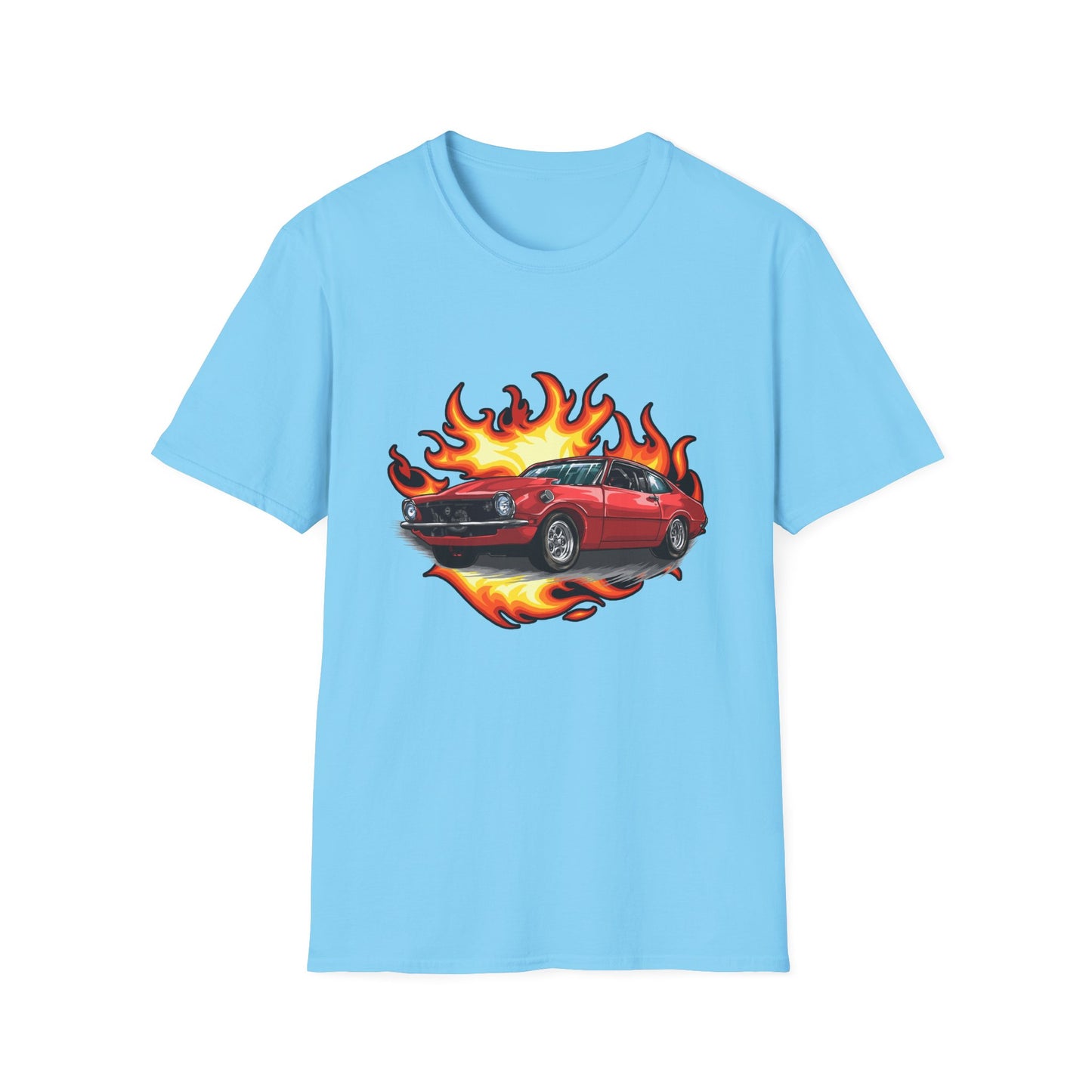 Retro Car Flames Unisex T-Shirt - CreativeRino