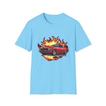 Retro Car Flames Unisex T-Shirt - CreativeRino