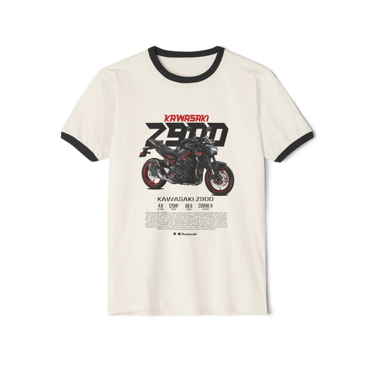 Kawasaki Z900 Motorcycle Unisex Cotton Ringer T-Shirt - Perfect Tee Gift for Riders & Motorsports Enthusiasts - CreativeRino