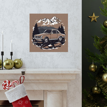 Vintage Car Mountain Adventure Matte Vertical Poster - Perfect Wall Art for Auto Enthusiasts - CreativeRino
