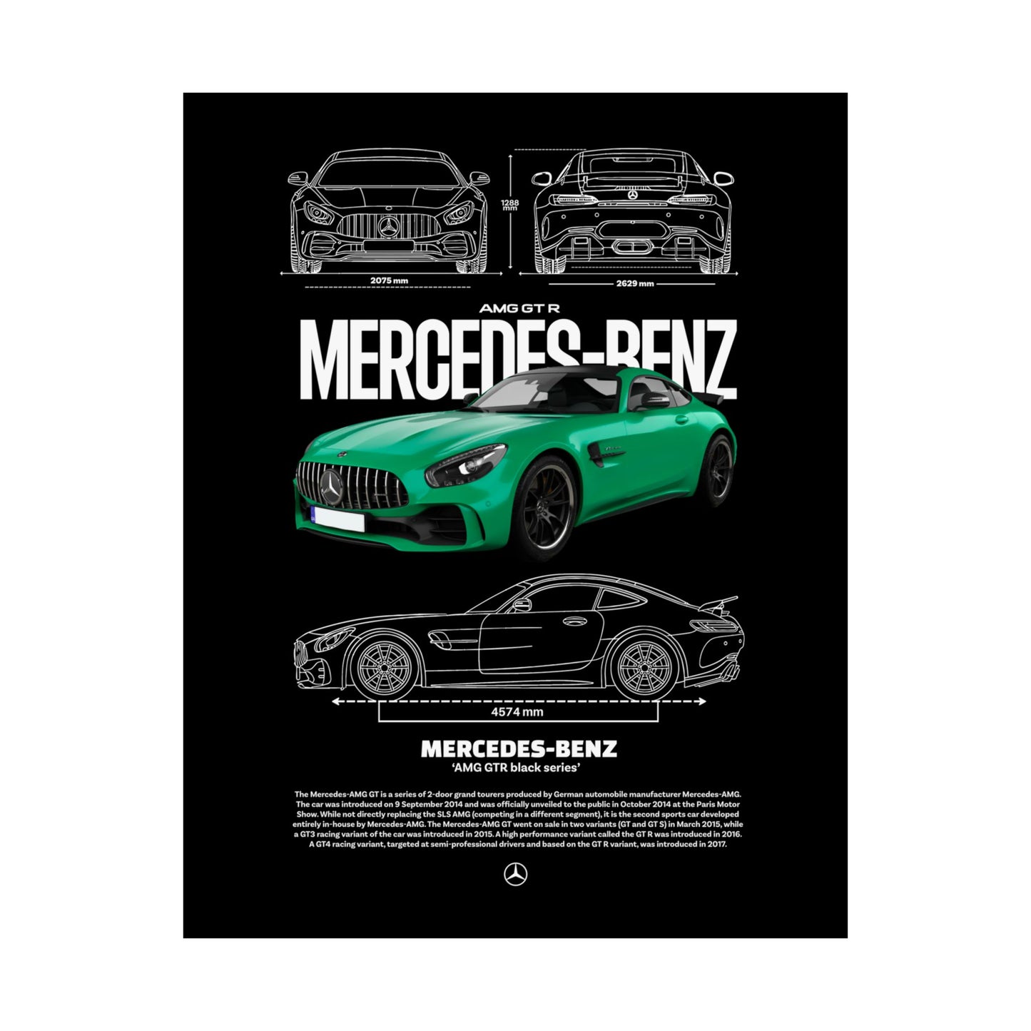 Mercedes-Benz AMG GT R Matte Vertical Poster - Automotive Art for Car Enthusiasts - CreativeRino