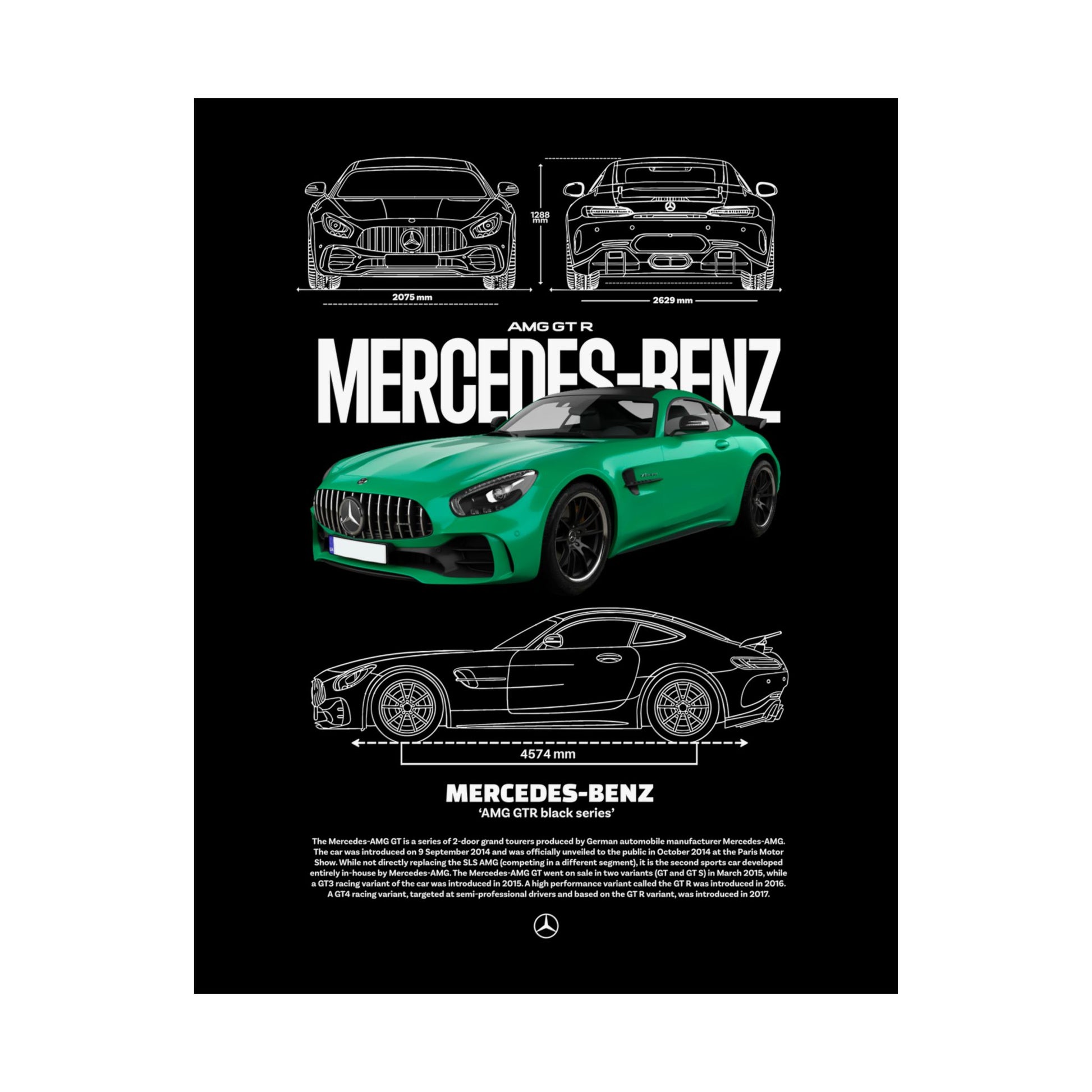 Mercedes-Benz AMG GT R Matte Vertical Poster - Automotive Art for Car Enthusiasts - CreativeRino