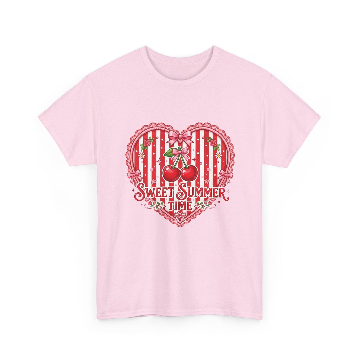 Sweet Summer Time Cherry Heart T-Shirt Printify