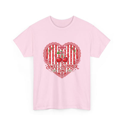 Sweet Summer Time Cherry Heart T-Shirt Printify