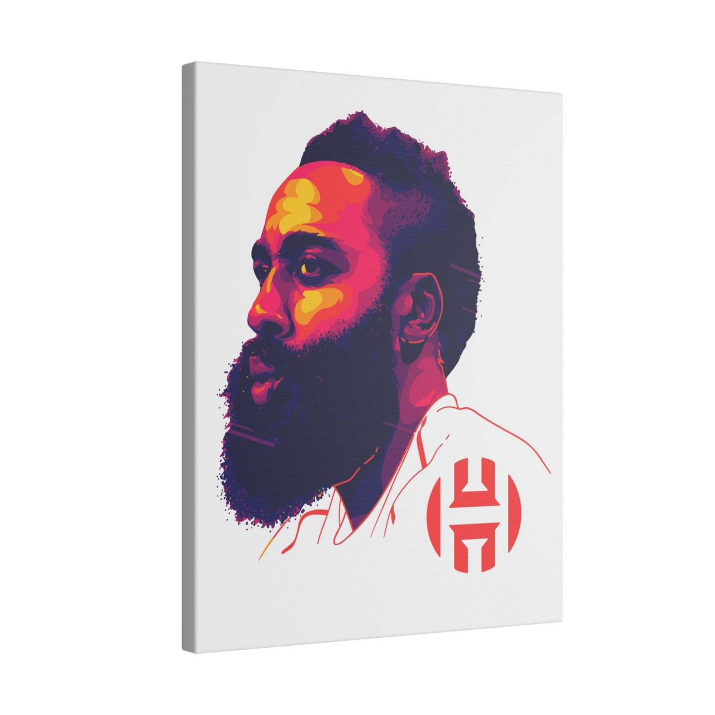 Stretched Matte Canvas Art - Vibrant Portrait of James Harden - CreativeRino