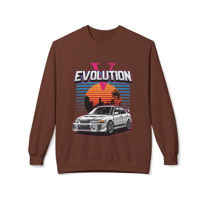 Retro Car Evolution Crewneck Sweatshirt - Unisex Midweight Fleece - CreativeRino