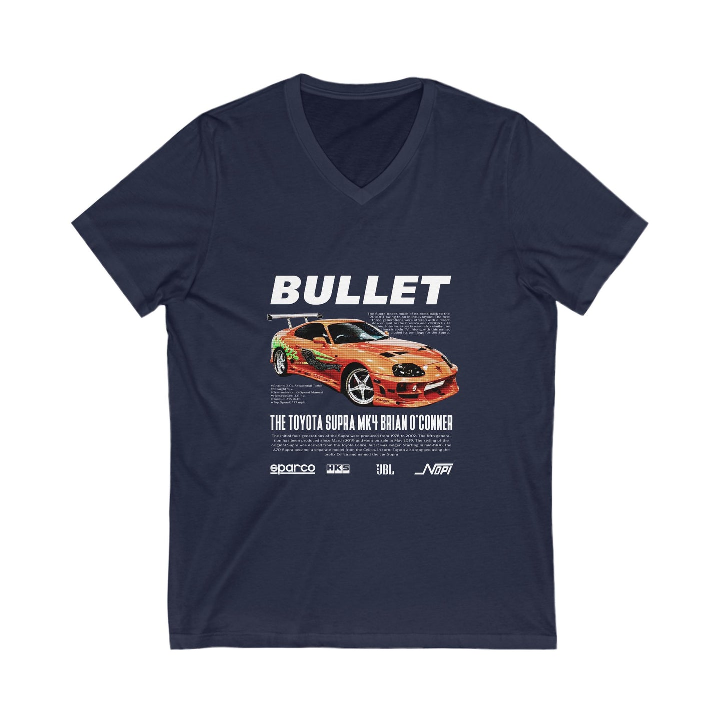 Toyota Supra MK4 Brian Car Graphic V-Neck Tee for Auto Enthusiasts - CreativeRino