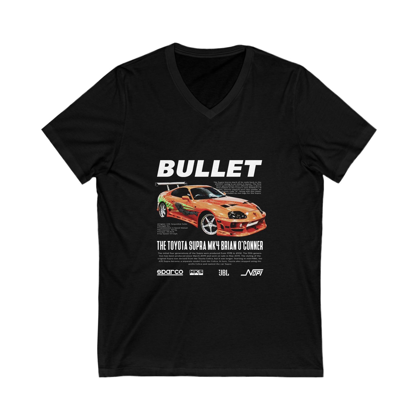 Toyota Supra MK4 Brian Car Graphic V-Neck Tee for Auto Enthusiasts - CreativeRino