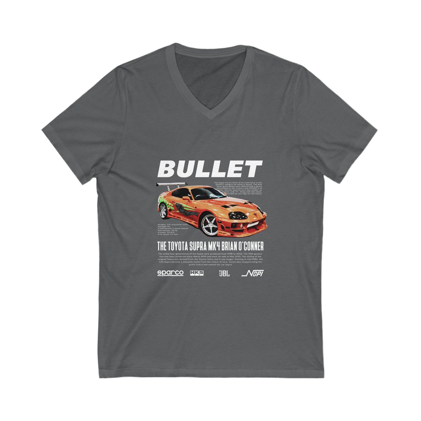 Toyota Supra MK4 Brian Car Graphic V-Neck Tee for Auto Enthusiasts - CreativeRino