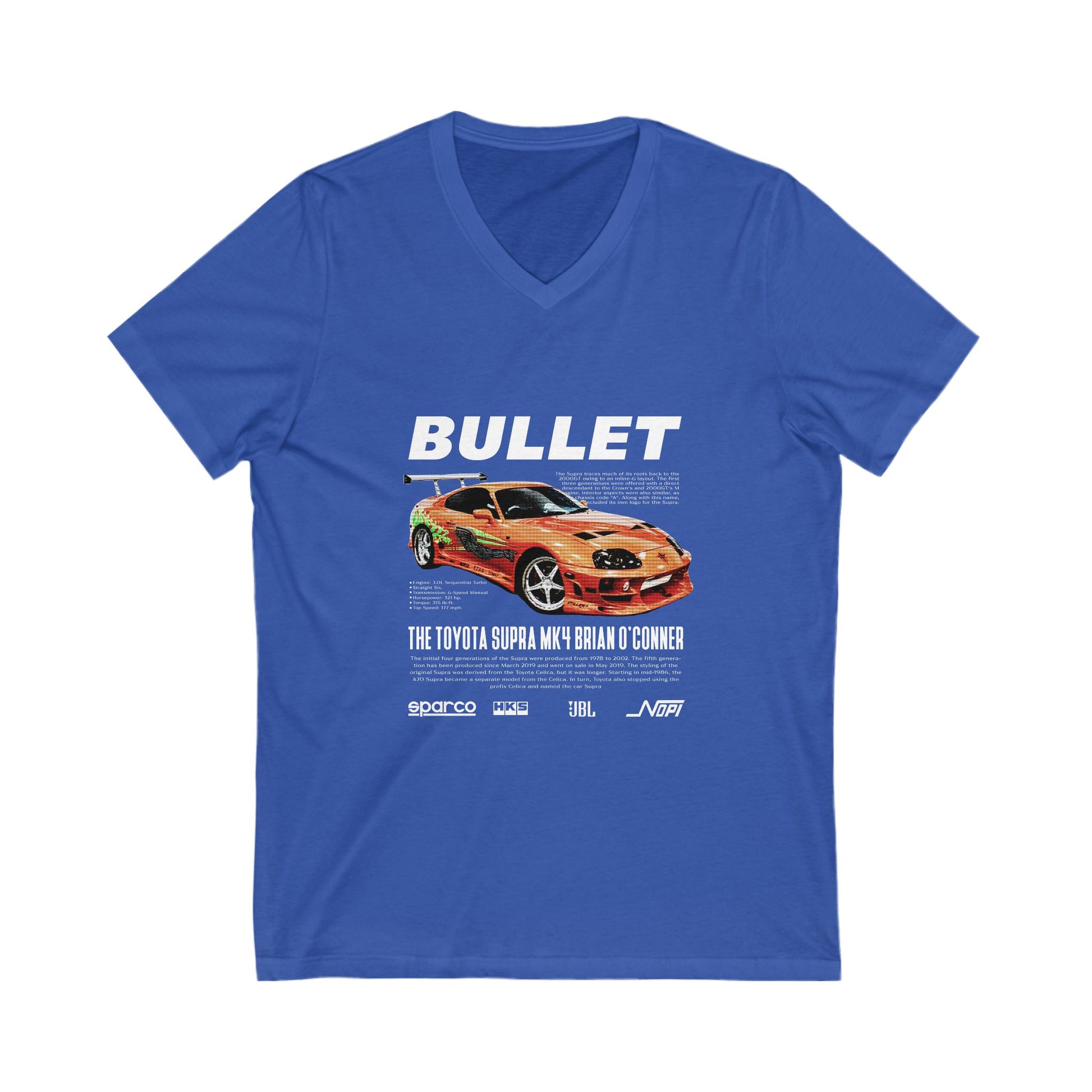 Toyota Supra MK4 Brian Car Graphic V-Neck Tee for Auto Enthusiasts - CreativeRino