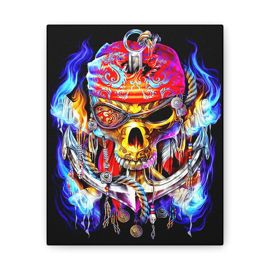 Calavera Pirata Canvas Wall Art - CreativeRino