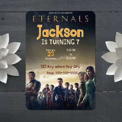 Eternals Birthday Invitation Template - CreativeRino