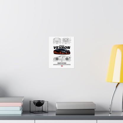 Luxury Bugatti Veyron Matte Poster - Modern Car Art for Enthusiasts - CreativeRino