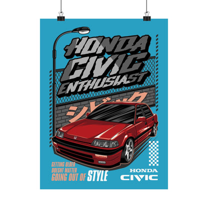 Honda Civic Enthusiast Vertical Poster | Retro Car Art for Automotive Fans - CreativeRino
