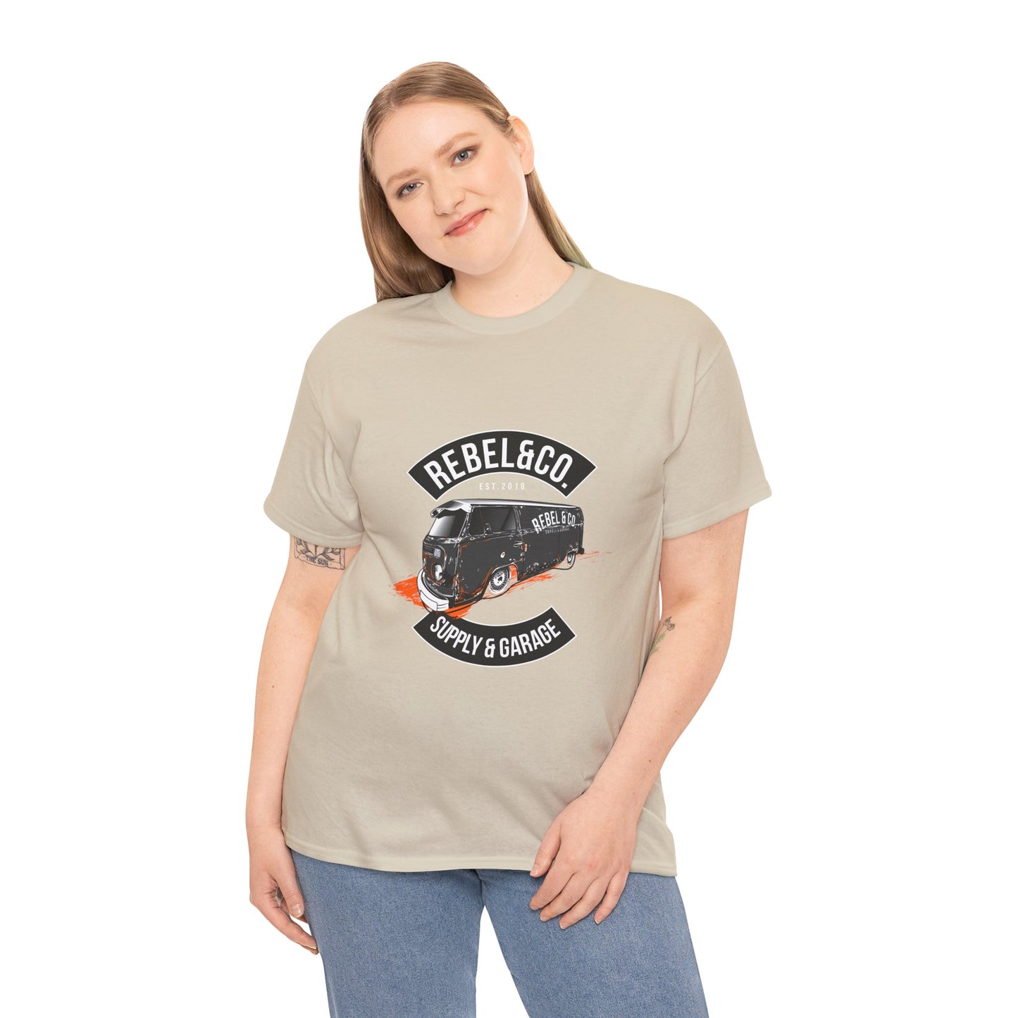 Rebel & Co. Supply Van Unisex Heavy Cotton Tee - Vintage Garage Style T-shirt - CreativeRino