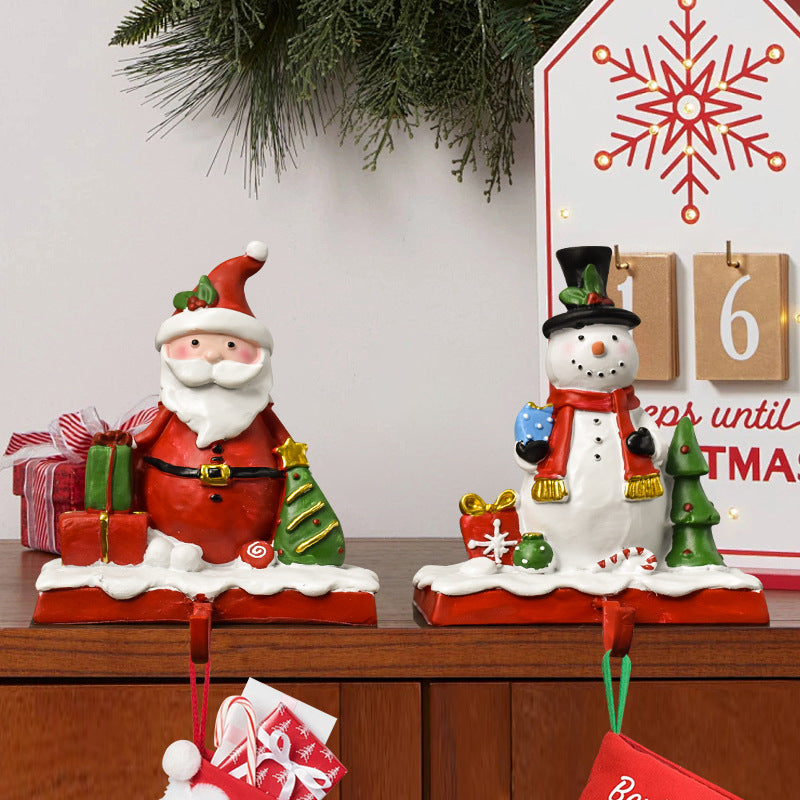 Santa & Snowman Stocking Hanger Hook | Christmas Fireplace Mantel Decoration eprolo