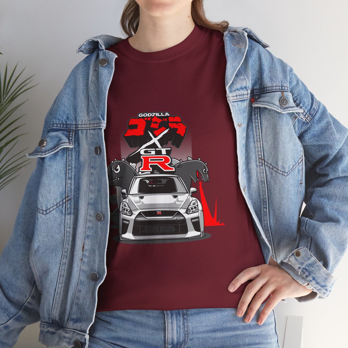 Nissan GT-R Godzilla Unisex Heavy Cotton Tee - Racing T-shirt Design for Car Enthusiasts - CreativeRino