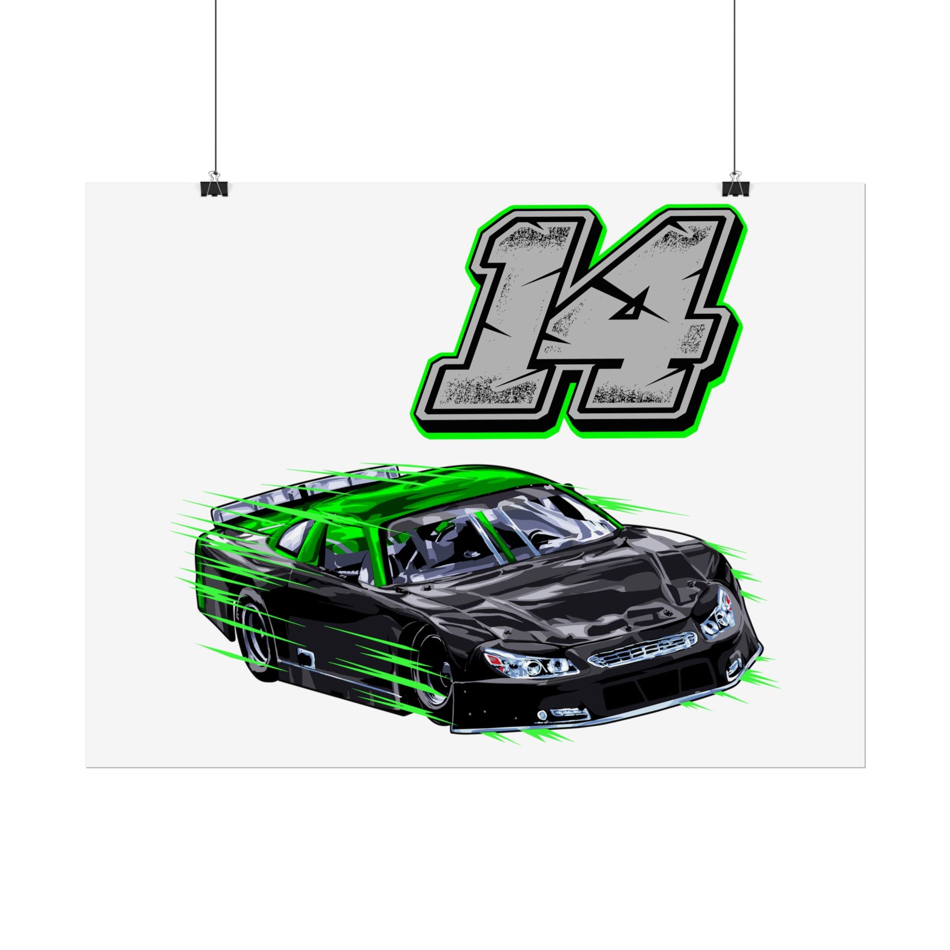 Cool Racing Car Rolled Poster - Number 14 - Perfect Poster for Car Enthusiasts - CreativeRino