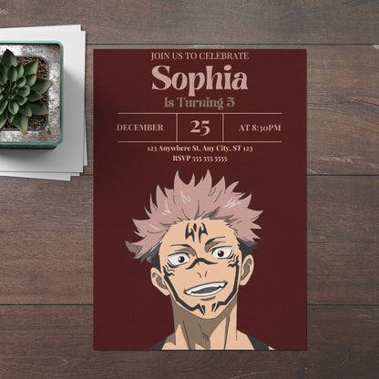 Jujutsu Kaisen Birthday Invitation Template - CreativeRino