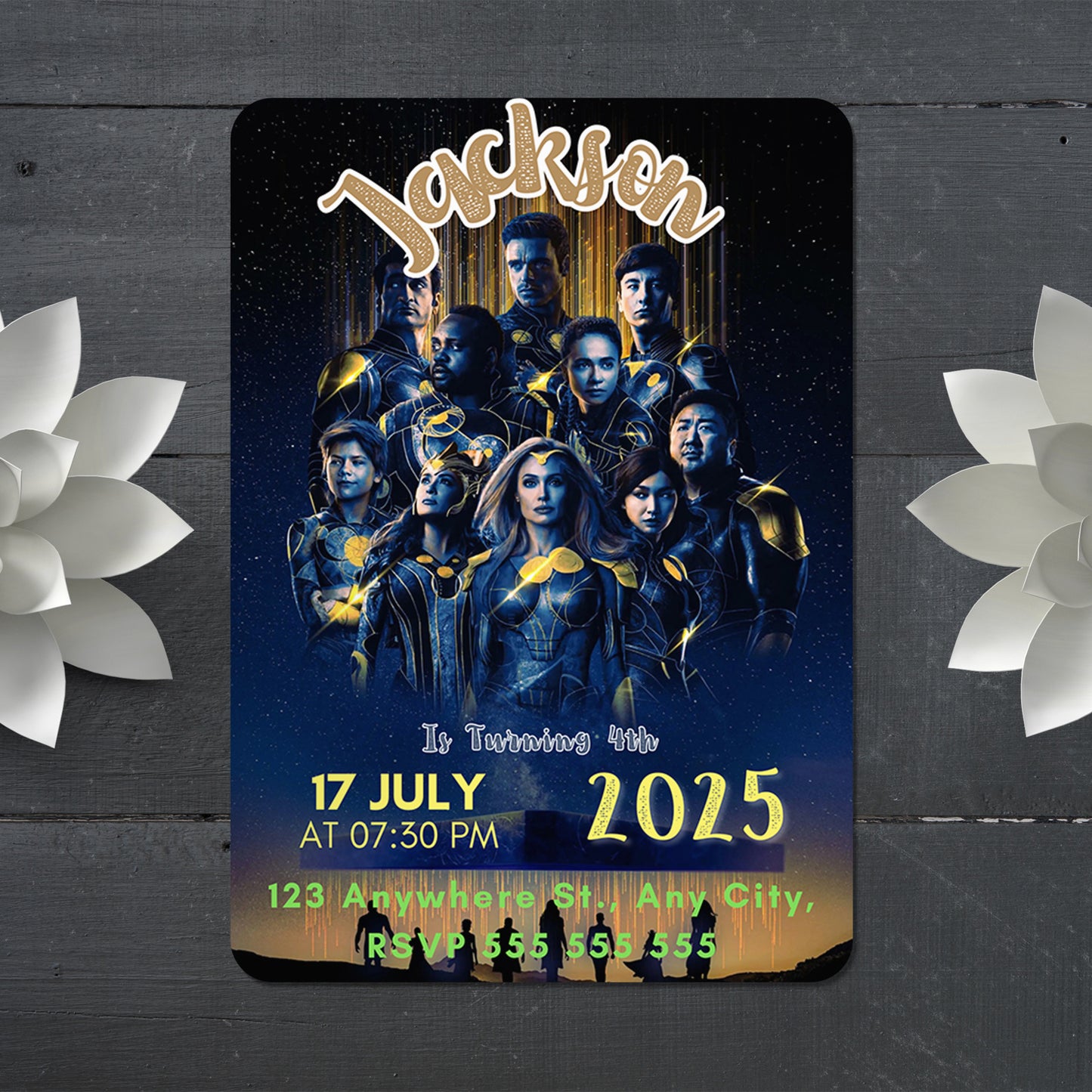 Eternals Birthday Invitation Template - CreativeRino
