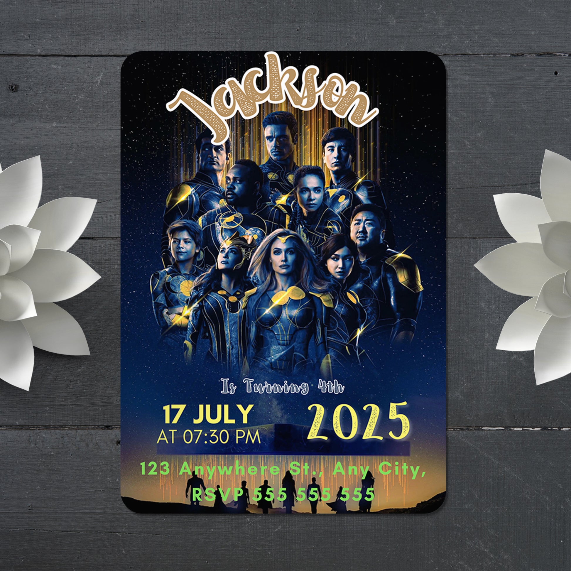 Eternals Birthday Invitation Template - CreativeRino