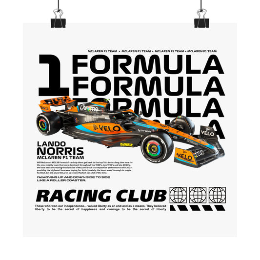 Racing Club Matte Vertical Poster featuring Lando Norris - Formula 1 Art - CreativeRino