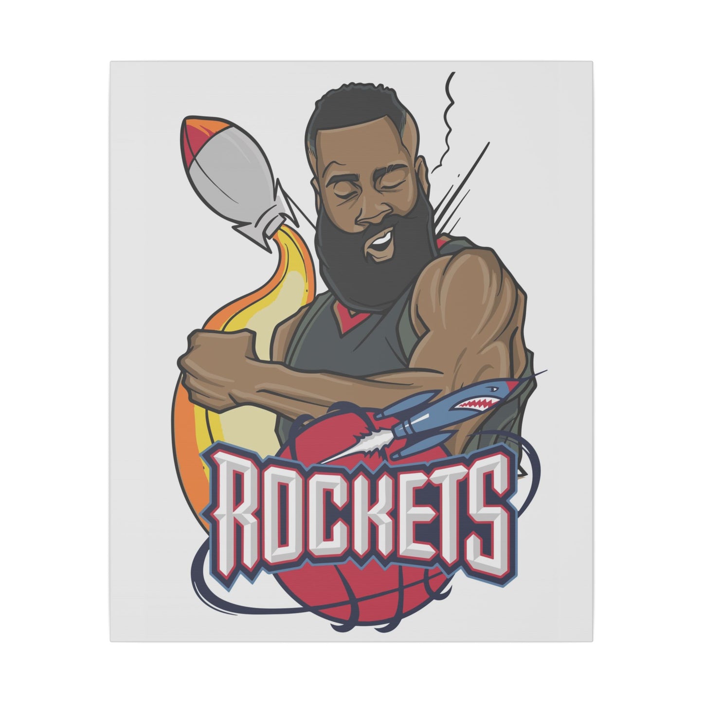 James Harden Canvas Wall Art, Rockets Fan Decor, Sports Art Print, Home Office Decoration, Unique Gift for Basketball Lovers - CreativeRino