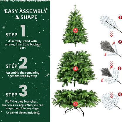 5FT Pre-Lit Artificial Christmas Tree | Realistic PE & PVC Mixed Tip Technology eprolo