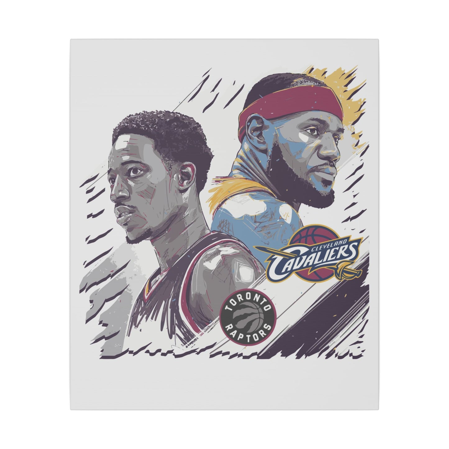 DeMar DeRozan Vs Lebron James Basketball Legend Canvas Art - NBA Stars Wall Decor - CreativeRino