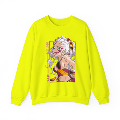 Anime-Inspired Unisex Crewneck Sweatshirt - Demon Slayer Daki Design - CreativeRino