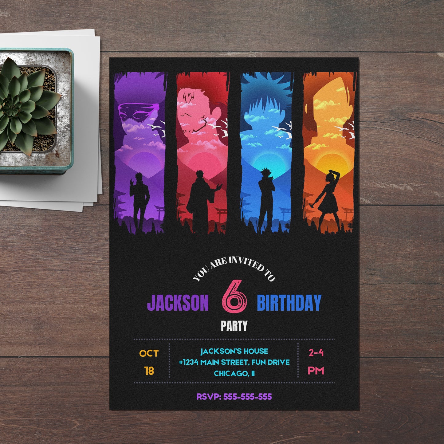Jujutsu Kaisen Birthday Invitation Template - CreativeRino