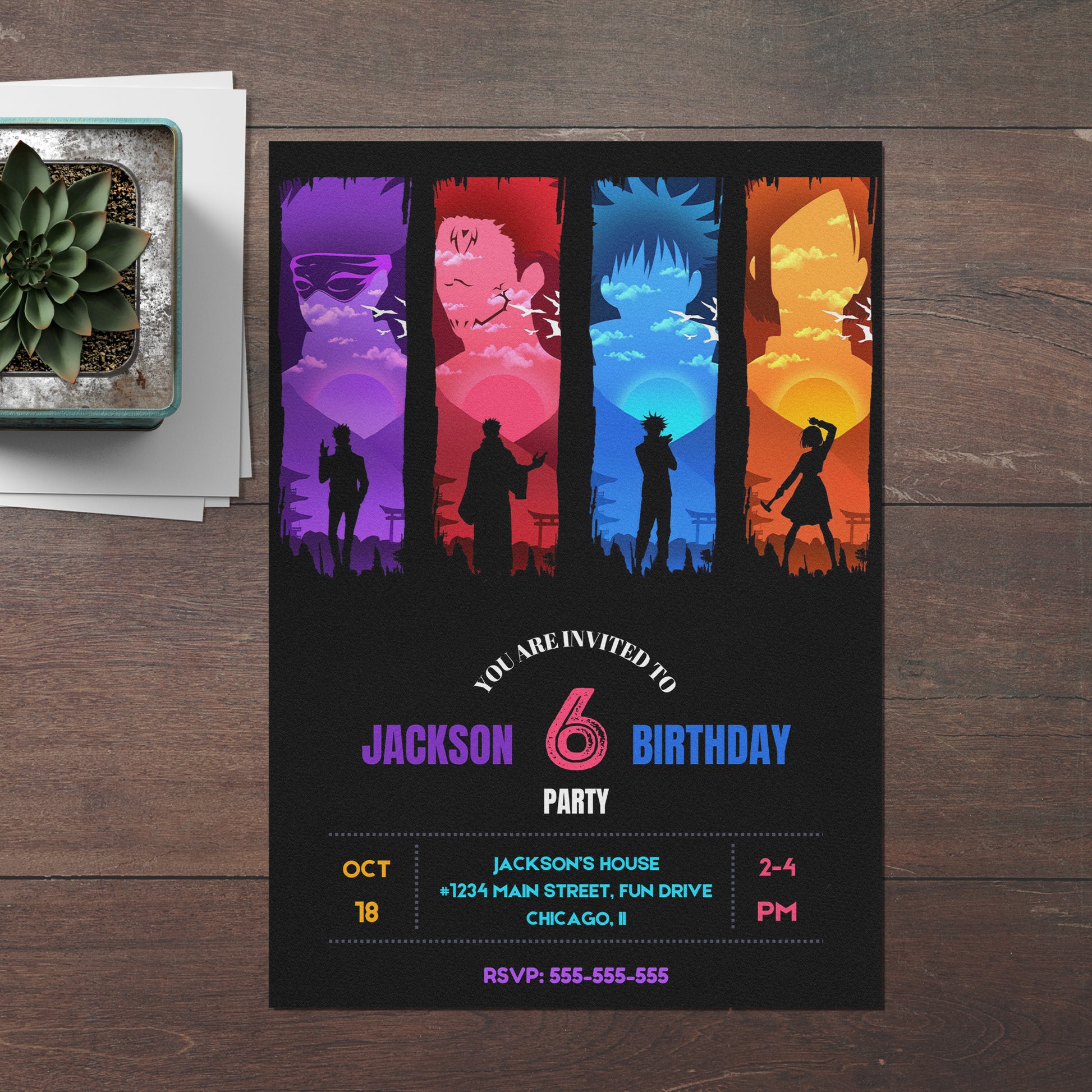 Jujutsu Kaisen Birthday Invitation Template - CreativeRino