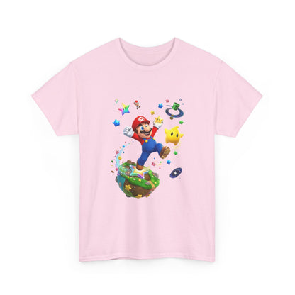 Mario Galaxy Graphic Tee — Mario Jumping with Luma Kids T‑Shirt Printify