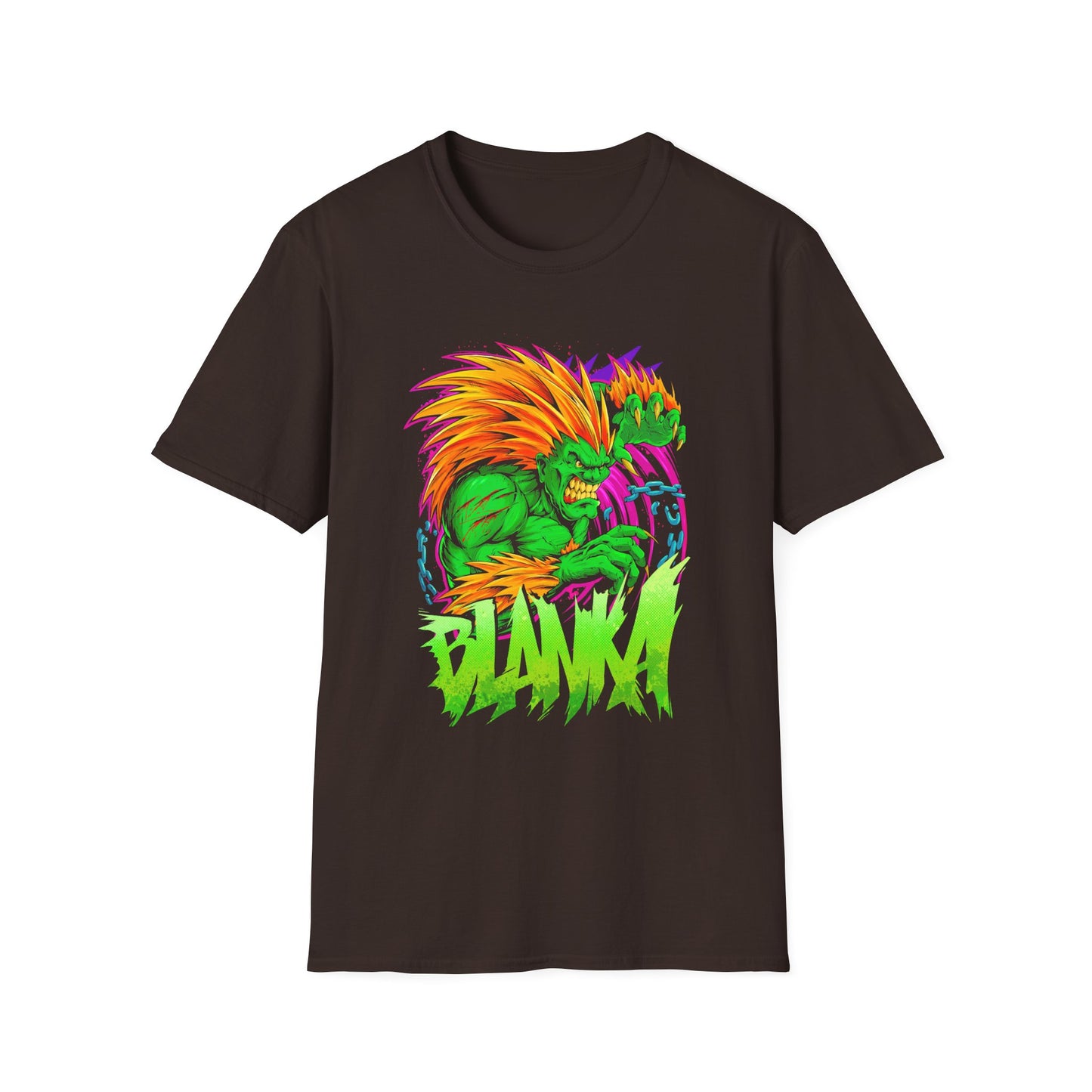 Retro Blanka Graphic Unisex Softstyle T-Shirt - Perfect for Gamers & Comic Fans - CreativeRino