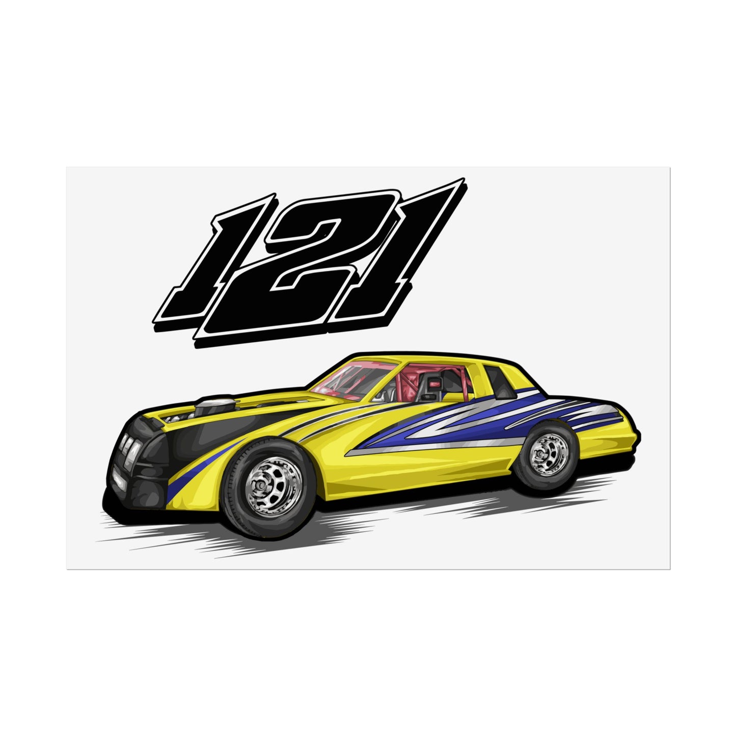 Racing Car Artwork Poster - Vibrant 121 Design for Auto Enthusiasts - CreativeRino