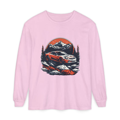 Mountain Adventure Long Sleeve T-Shirt - Unisex Garment-Dyed Shirt - CreativeRino
