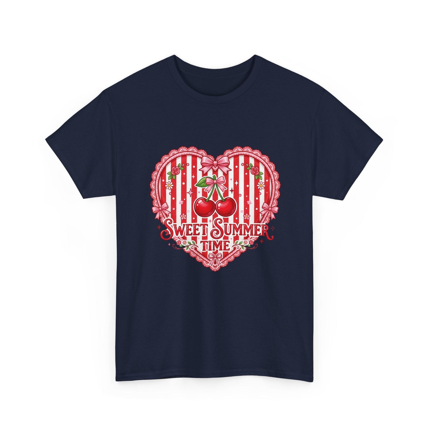Sweet Summer Time Cherry Heart T-Shirt Printify