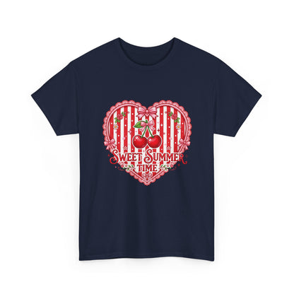 Sweet Summer Time Cherry Heart T-Shirt Printify