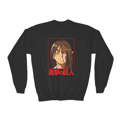 Anime-Inspired Youth Crewneck Sweatshirt - Attack on Titan Design - CreativeRino