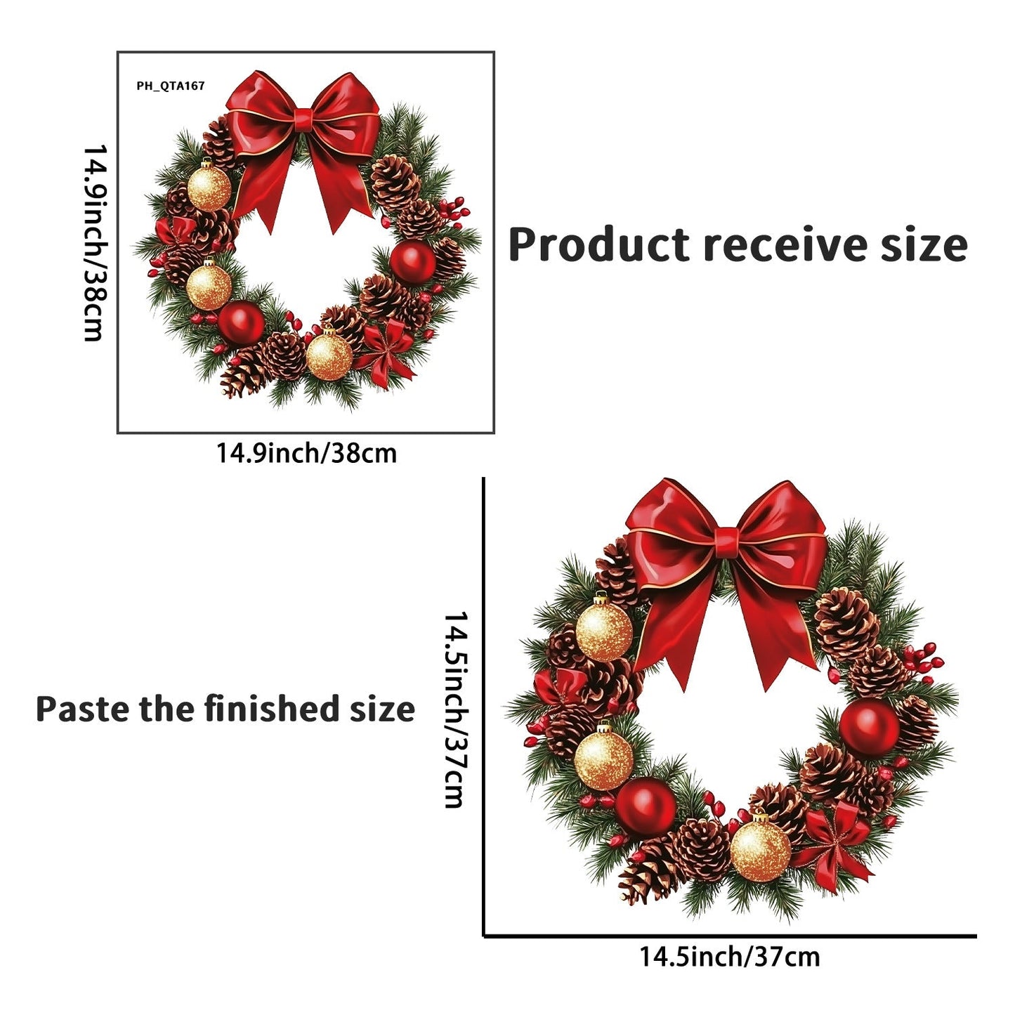 Removable Christmas Wall Stickers | Festive Red Bow, Pinecone & Bauble Decoration Decals eprolo