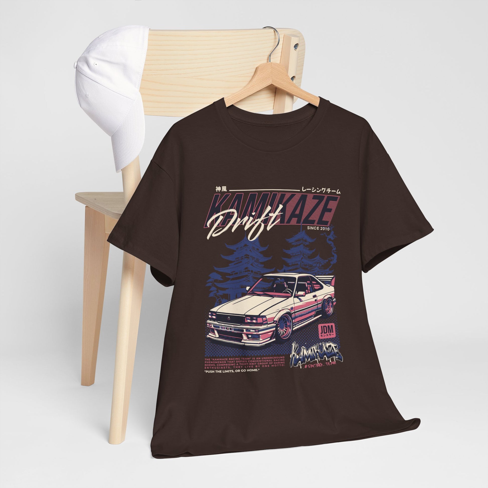 Retro Drift Car Tee - Unisex Heavy Cotton T-Shirt - CreativeRino