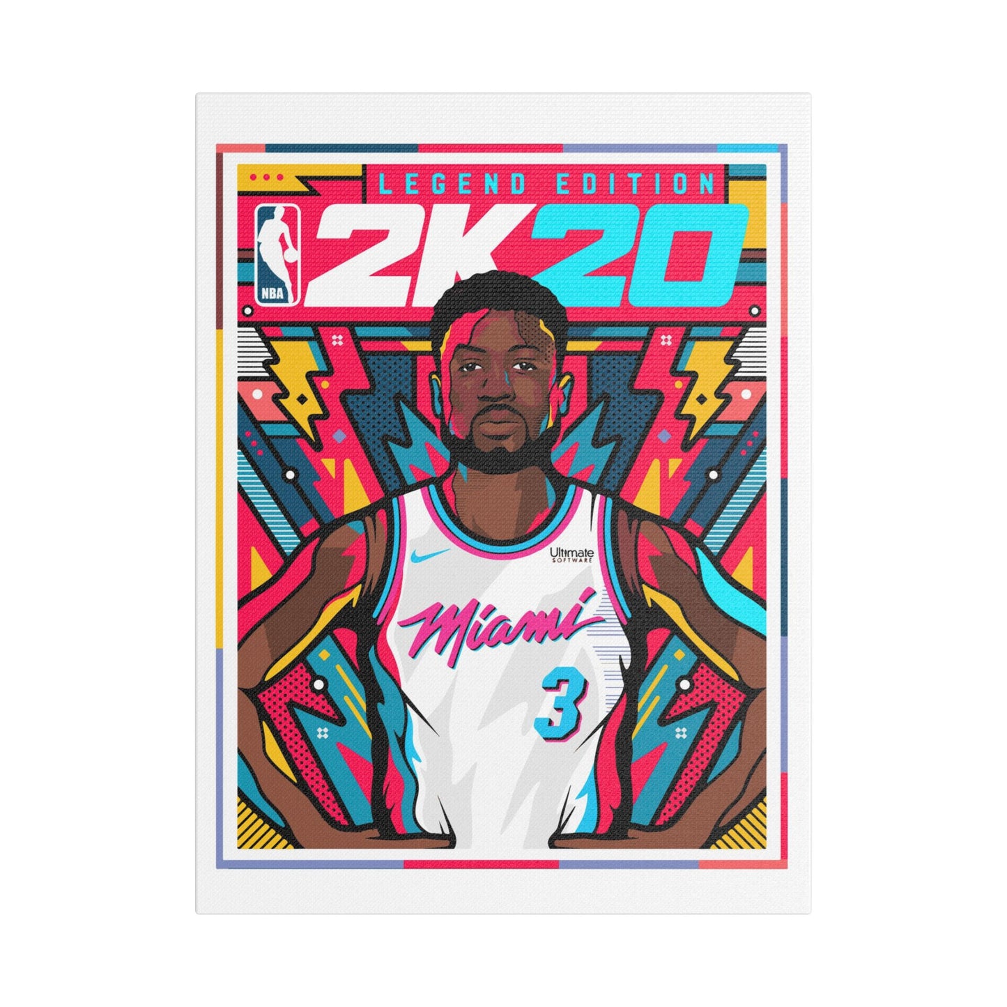 Dwyane Wade NBA 2K20 Legend Edition Satin Canvas Wall Art - CreativeRino