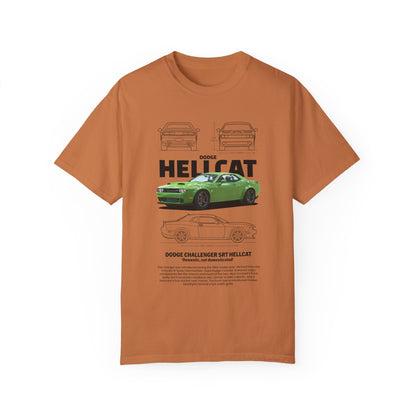 Dodge Charger SRT Hellcat Unisex Garment-Dyed T-Shirt - Car Enthusiast Apparel - CreativeRino