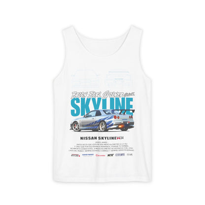 Nissan Skyline Unisex Garment-Dyed Tank Top - Cool Car Graphic T-shirt - CreativeRino