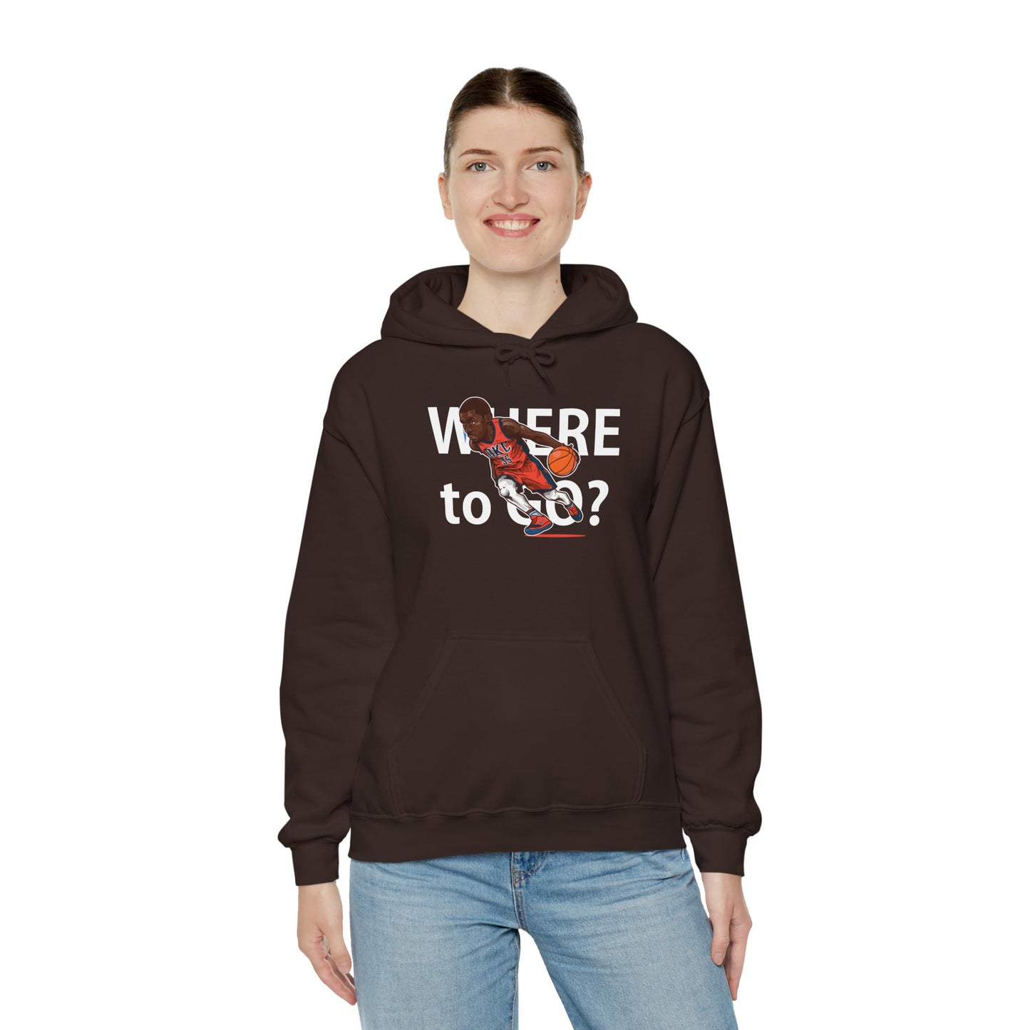 Basketball 'Where to Go?' Unisex Heavy Blend™ Hooded Sweatshirt - CreativeRino