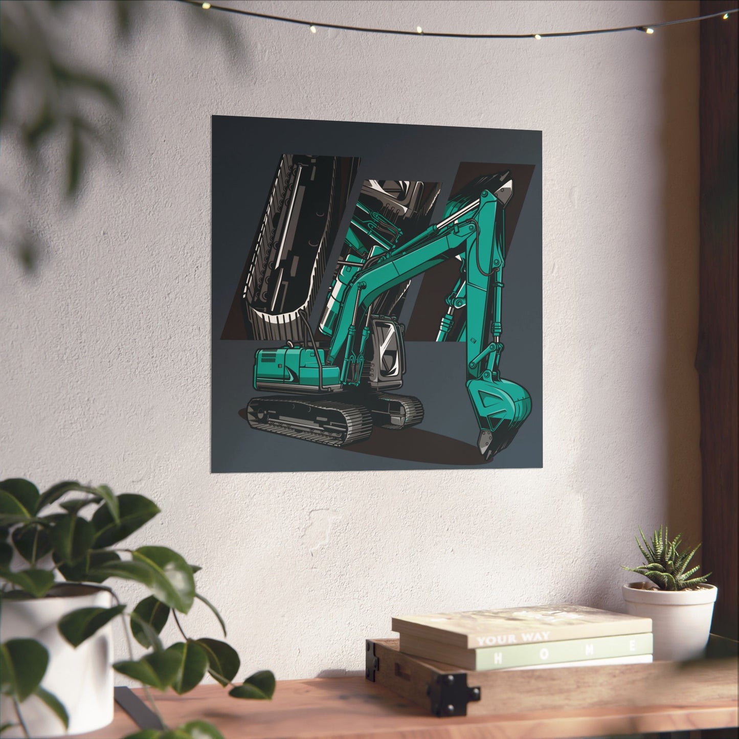 Excavator Matte Square Poster - Construction Art for Home & Office Decor - CreativeRino