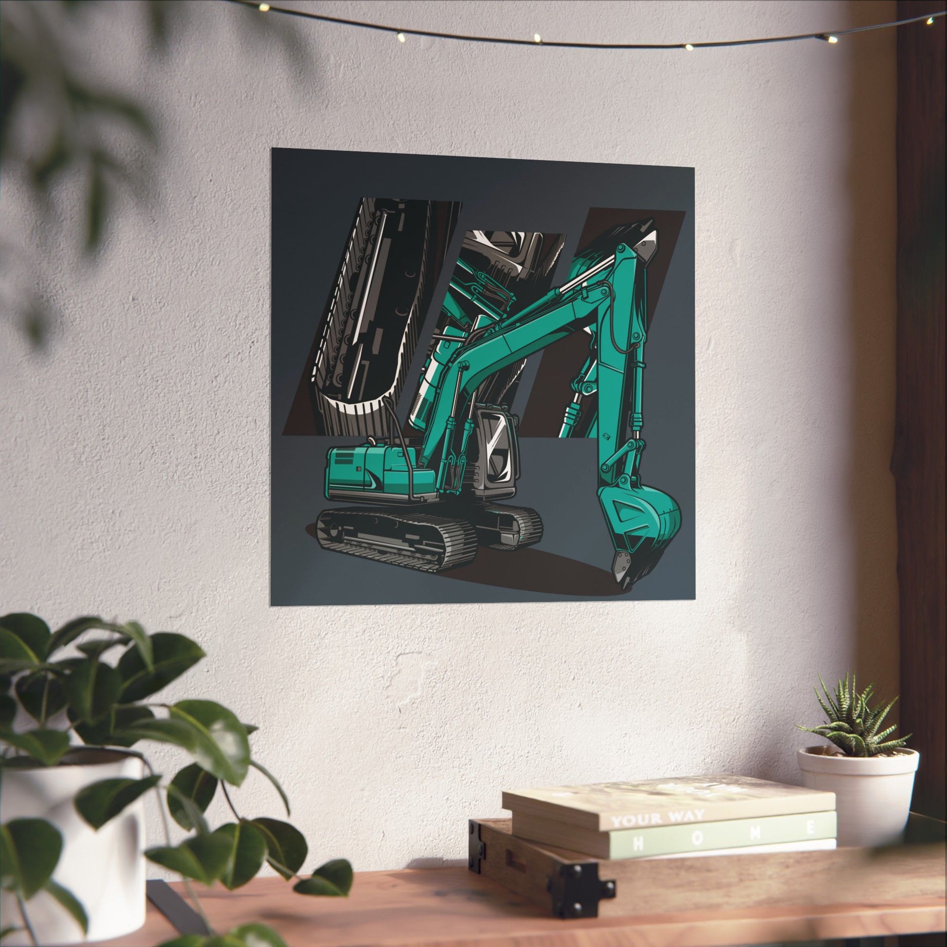 Excavator Matte Square Poster - Construction Art for Home & Office Decor - CreativeRino