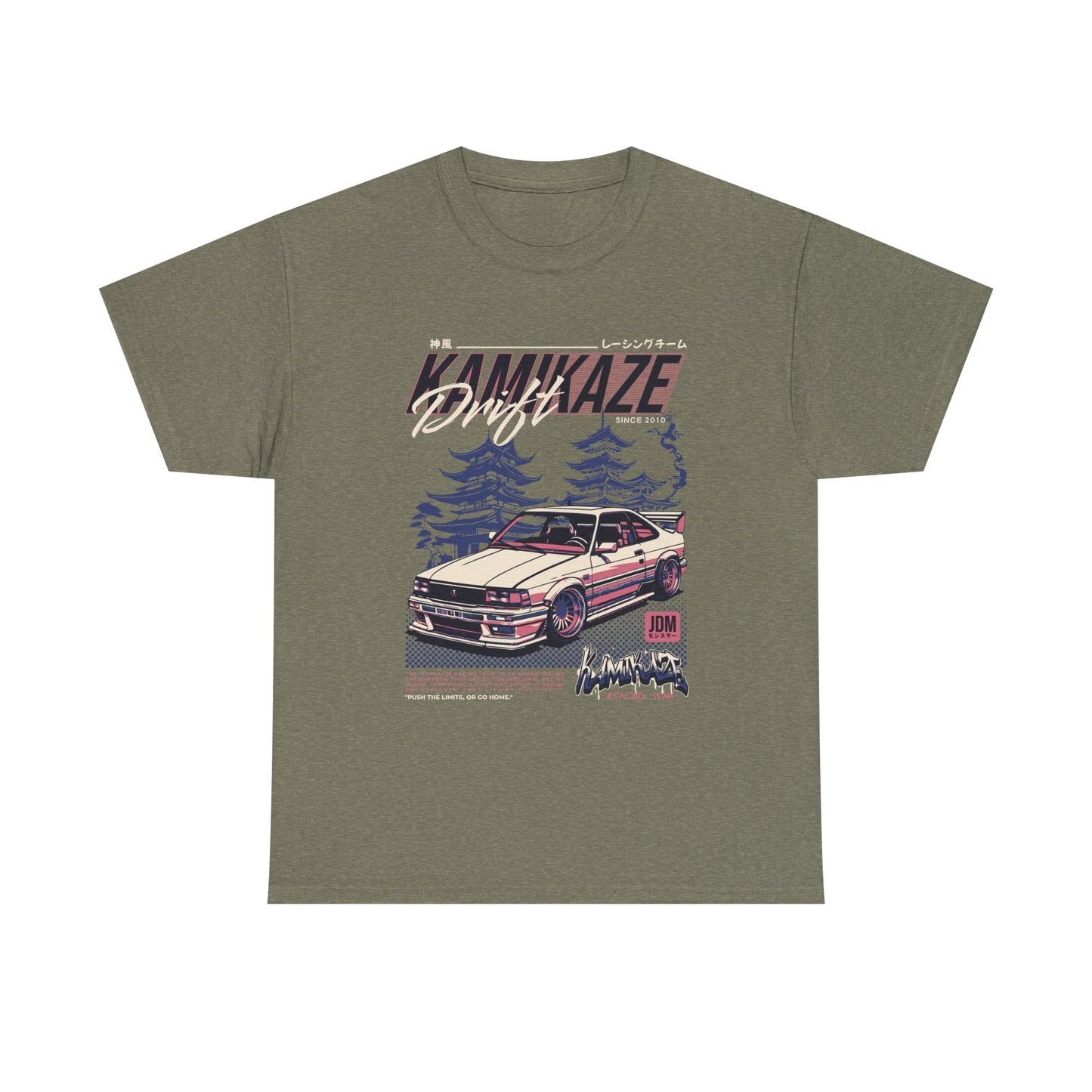 Retro Drift Car Tee - Unisex Heavy Cotton T-Shirt - CreativeRino