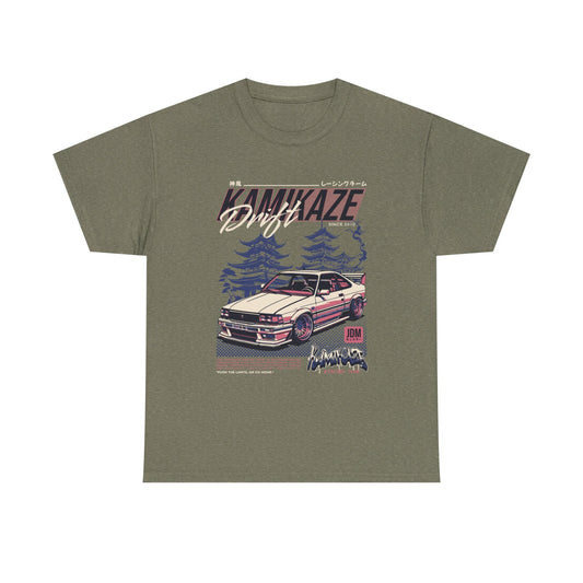 Retro Drift Car Tee - Unisex Heavy Cotton T-Shirt - CreativeRino