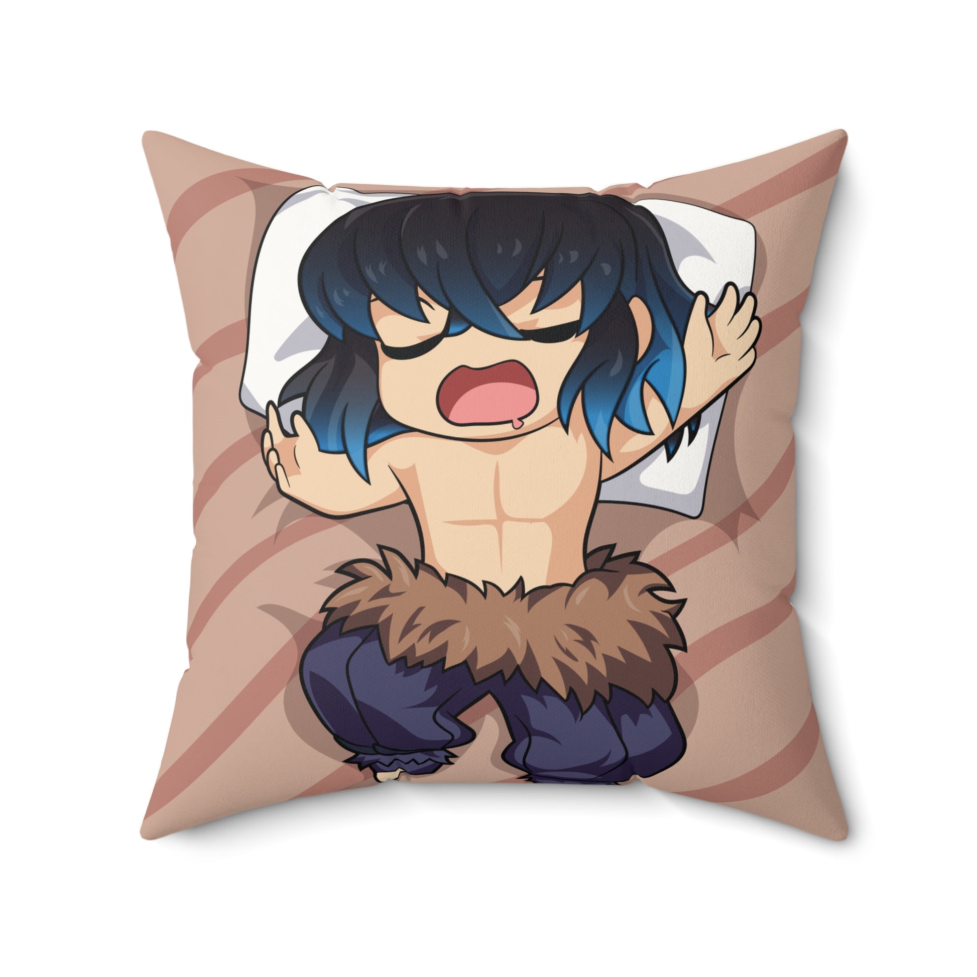 Cute Anime Faux Suede Square Pillow – Demon Slayer Cozy Bedroom Decor - CreativeRino
